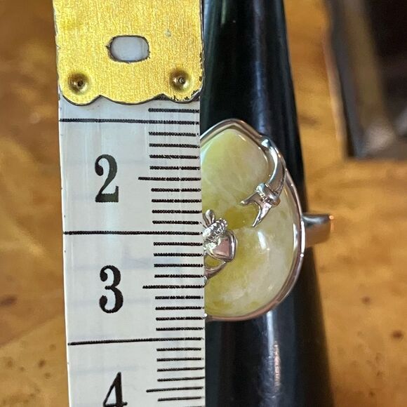 Natural Connemara Marble Sterling Silver Claddagh Ring - Picture 7 of 9